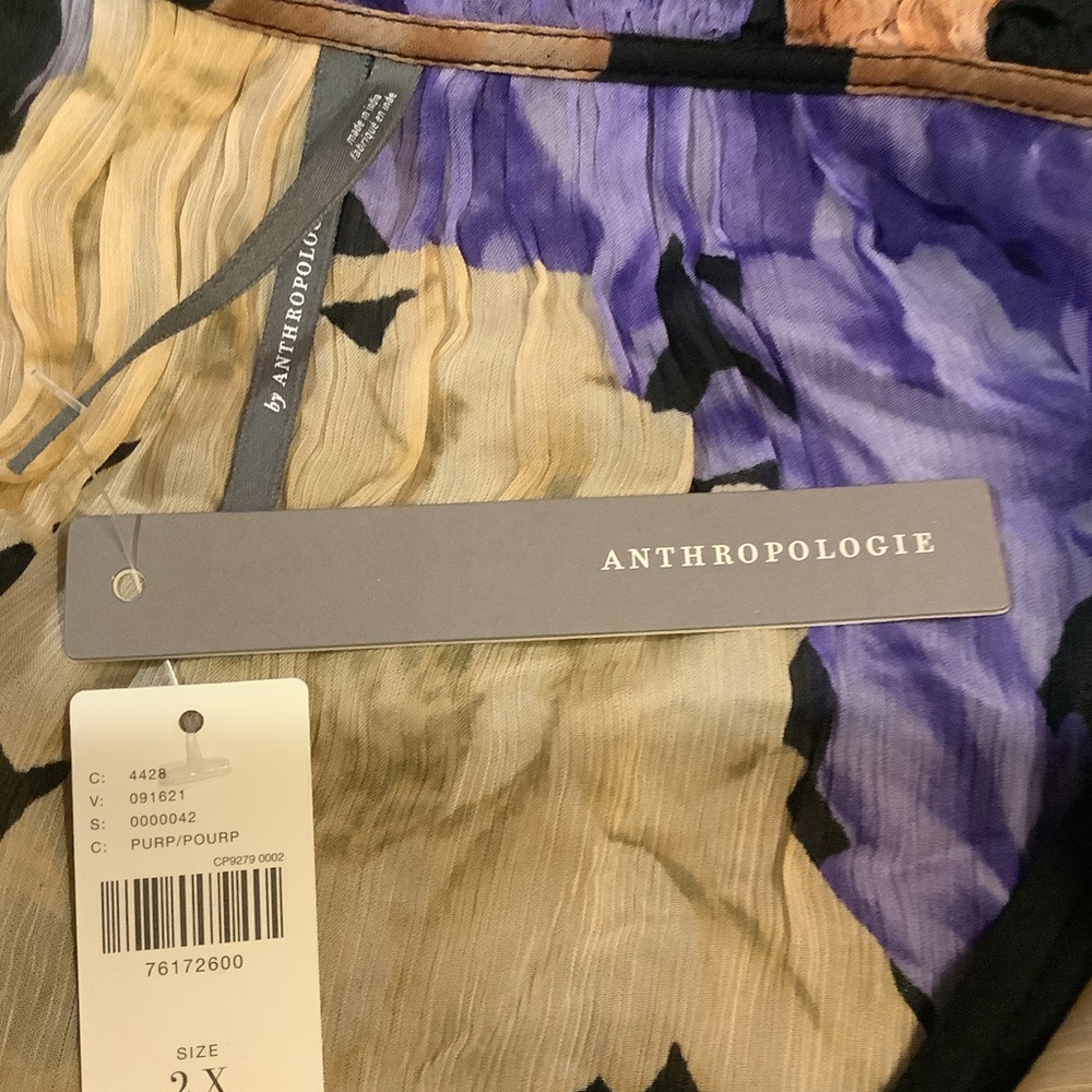 Anthropologie Floral Long-Sleeve Maxi Dress in Black, Yellow & Lavender - Picture 2 of 11